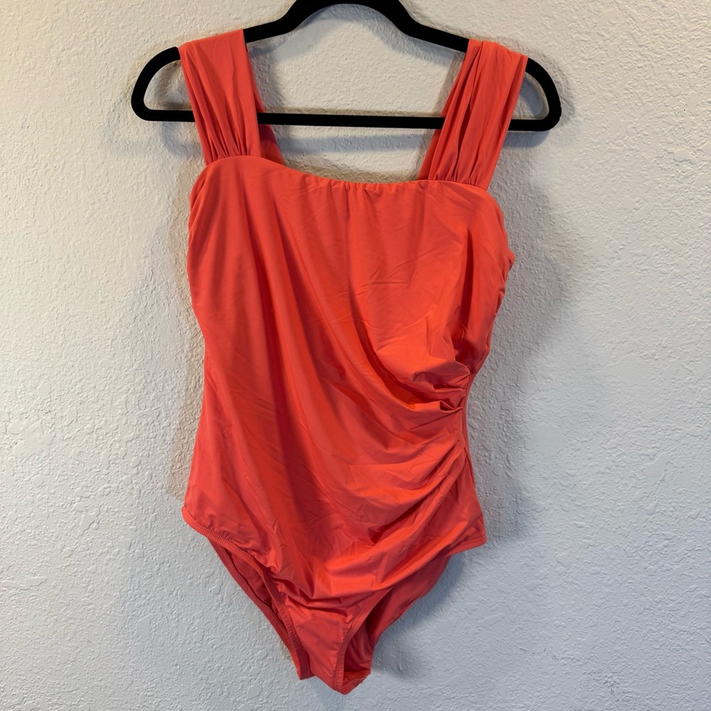 Jantzen One Piece Swimsuit in Vibrant Orange wide strap